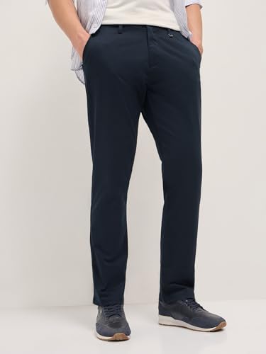 Image of Men's Grey Cotton Straight Fit Casual Trouser