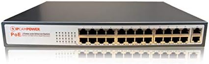 IPCamPower 24 Port POE Network Switch W/ 2 Gigabit Uplink Ports | Designed for IP Cameras | POE+ Capable of Pushing 30 Watts per Port | 250 Watts Total Budget