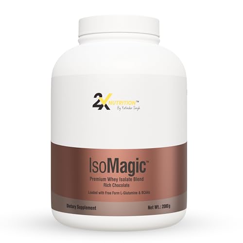 Image of 2X Nutrition Premium Whey Isolate Blend ISOMAGIC | 27.7 g Protein per serving | Low Fat (0.7g) & Carbs (3g) | Added free-form BCAA & L-Glutamine | Faster Muscle Growth & Recovery