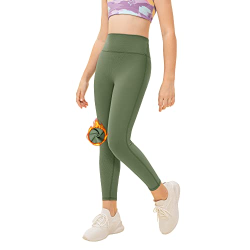 Girls Fleece Lined Leggings Winter Warm Athletic Yoga Pants for 5-11 Years