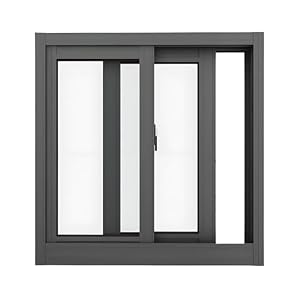 Kellerfenster Schiebefenster, Garagenfenster Fenster für Schuppen aus Aluminium 2-fach Gehärtetem Glas, Thermo Horizontale Schiebefenster 40 50 55 60 65 70 75 80 85 90 100cm(Black,62x43cm)