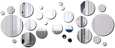 Adesivi Murali Specchio Circolare Removibile Acrilico Specchio Adesivo Parete Specchio Decal per Casa Decorazione Soggiorno Camera da Letto Set 3D Specchio Rotondo (Stile 6, 24 Pezzi) g