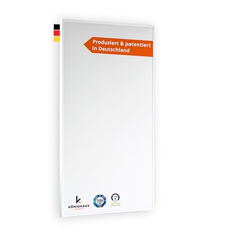 Könighaus Infrarotheizung - 600 Watt mit TÜV SÜD + 5 Jahre Herstellergarantie ✓ Doppelter Überhitzungsschutz ✓ Heizkörper in 2-4 min auf Betriebstemperatur ✓ Für Wandmontage ✓