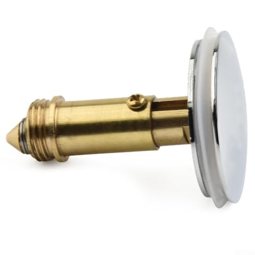 Honseadek Tapón de desagüe desplegable para lavabo de 38 mm con botón de clic, mecanismo de resorte de latón cromado, tapón de drenaje para lavabo de baño, bañera