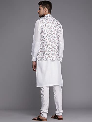 Image of Manyavar Blended Viscose Kurta Jacket Set for Men