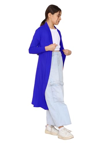 Image of Loxdonz Kids Long Open Front Cardigan Coverup Boyfriend Cardigan Sweater for Girl's Beach Cover ups Kimono Maxi Duster