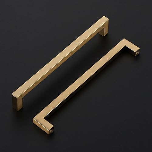 Image of Ravinte 30 Pack Champagne Bronze Cabinet Handles 8-4 /5 Inch Hole Center Stainless Steel Kitchen Square Cabinet Pulls for Dresser Drawer Cupboard Handles with Screwdriver