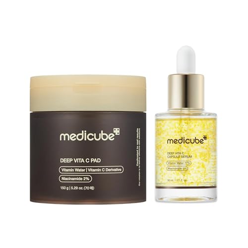 medicube Deep Vita C Radiance Pad & Serum Duo: Deep Vita C Toner Pad and Vita C Serum | Daily Tone prep for a Smooth, Radiant Texture