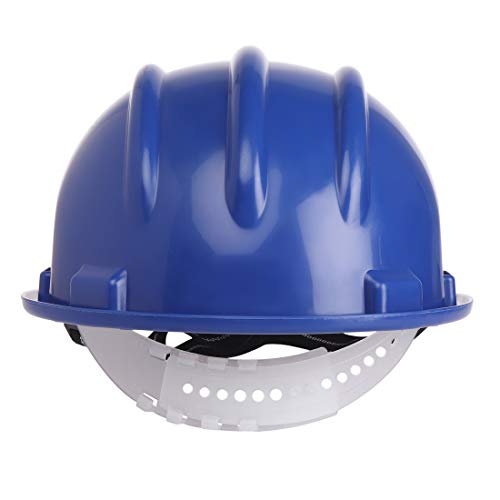 Image of Karam PN501 Safety Helmet for Men Industrial and Construction Use| Manual Adjustment Type with Adjustable Chin Strap| Triple Corrugation and is Certified Safety Helmet Lamination Blue | Pack of 5