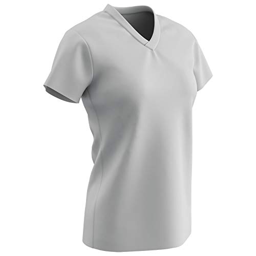 Champro Star Ladies V Neck T Shirt, Women's Small, White