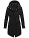 Vancavoo Übergangsjacke Damen Wintermantel Lang Leichte Jacke mit Kapuze Softshellmantel Übergang Mantel Parka Übergangsmantel für Frühling Herbst,Schwarz,XXL