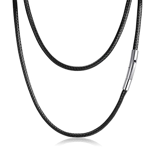 Chaîne en cuir tressé avec fermoir acier pour pendentif DIY