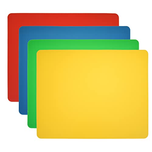 ASAB Flexible Chopping Board Set of 4 Plastic Cutting Boards Colour Coded Antibacterial Chopping Board Mats BPA-Free Dishwasher Safe Kitchen Cutting Boards for Meat Vegetable Fruits