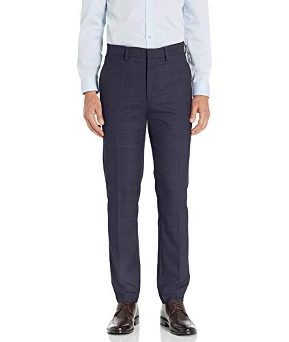 Haggar Men's Stretch Windowpane Slim Premium Flex Suit Separate Pant, Indigo, 29 x 30