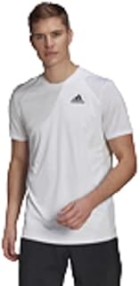 adidas Men's Club Tennis 3-Stripes Tee, White/Black, Large