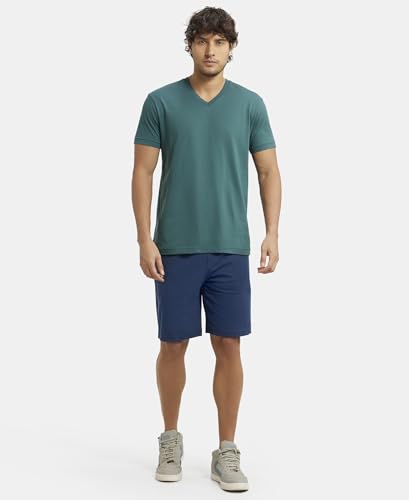 Image of Jockey AM12 Men's Super Combed Cotton Straight Fit Solid Shorts with Side Pockets