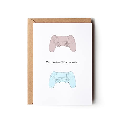 Valentines Day Gamer Card, Gamers Couple Anniversary Card (Premium Quality Card, Handmade)
