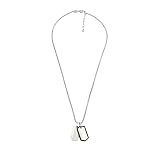 Fossil Collana da uomo in acciaio inossidabile con chiusura a moschettone Dog tag, Argento e nero
