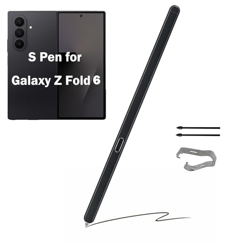Galaxy Z Fold 6 Slim Pen Replacement for Samsung Galaxy Z Fold 6 S Pen Fold Edition, Galaxy Z Fold 6 SPen Fold Edition for Samsung Galaxy Z Fold 6 Stylus Pen with Tips/Nibs (Black)