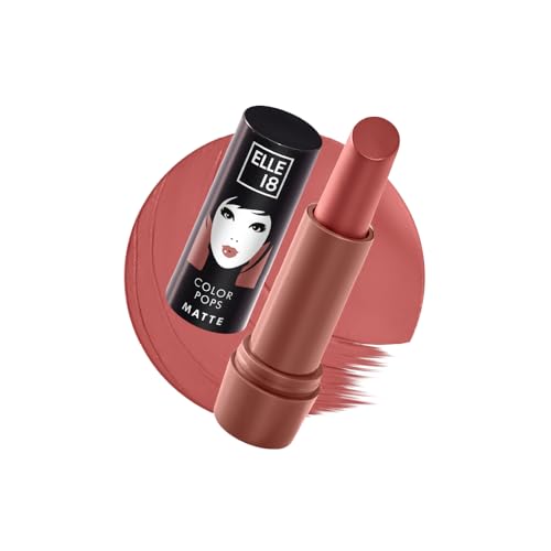 Image of Elle 18 Color Pops Matte, Brown Roast, Matte Finish, Moisturising Bullet Lipstick, Infused with Shea Butter and Jojoba Oil| 4.3g