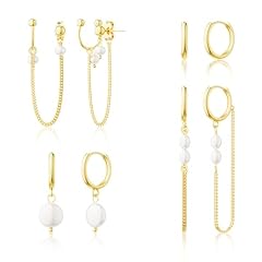 5pc pearl hoop earrings