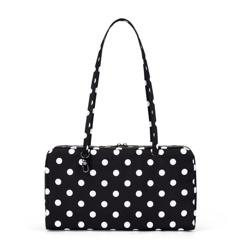 Slouchy Tote Bags Polka Dot Nylon Bowler Bag for Women Hobo Bags Large Shoulder Bag for Travel Work College