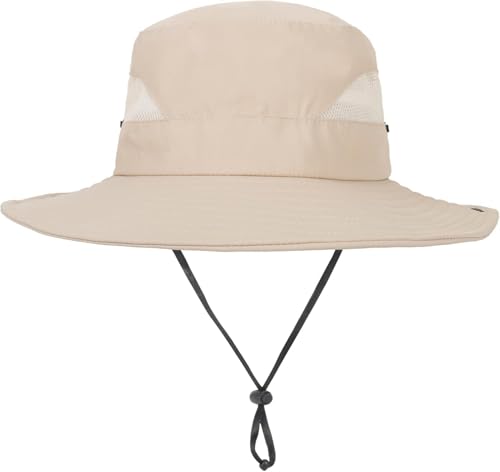 Kids-Breathable-Mesh-Bucket-Hat Wide Brim UV Protection Summer Outdoor Fishing Beach Sun Hat for Boys Girls 5-9 Years