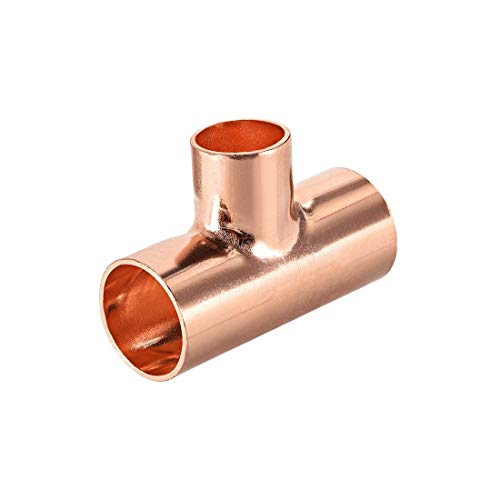 DealMux Conector de conexión de tubería de presión de cobre en T reductora de cobre de 1 pulgada x 3/4 pulgada x 1 pulgada para suministro de plomería y refrigeración