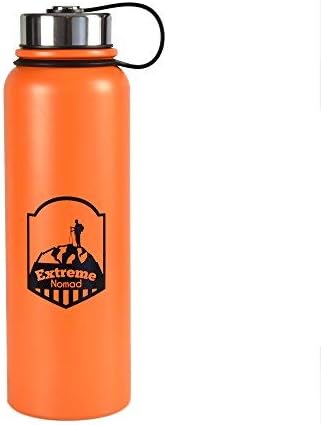 Stainless Steel Water Bottle - 40 oz Wide Mouth - Double Walled Vacuum Insulated - BPA Free (Orange, 40 oz)