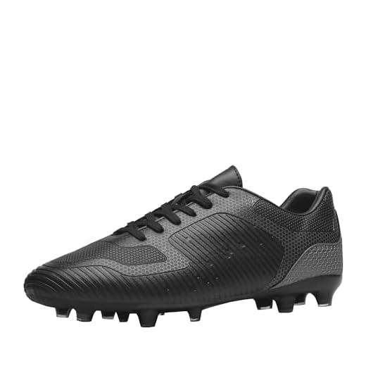 DREAM PAIRS Men's Superflight-2 Firm Ground Soccer Cleats Soccer Shoes,Black Grey, Size 7