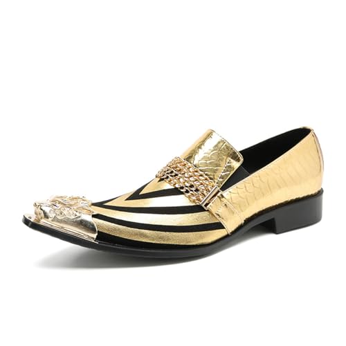 Men's Leather Shoes, Simple Striped Color Matching Men's Dress Shoes, Wedding Party Banquet Nightclub Stage Host Barber Uniform Office Work Shoes - Main Image