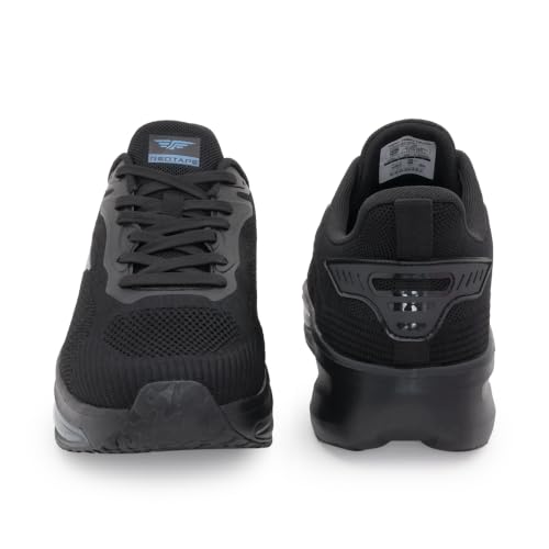 Image of Red Tape Men's Sneakers Black Knitted Textile Round Lace-Up, 10 UK