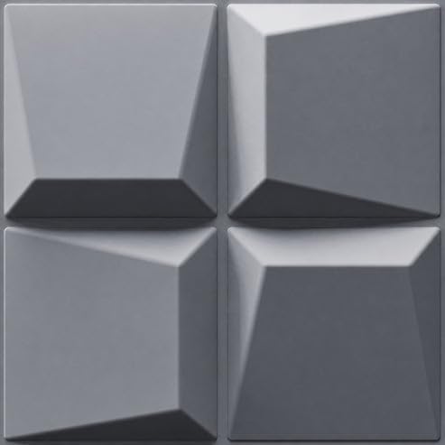 Image of Kayra Decor 3D PVC Wall Panels for Bedroom & Living Room | Cube Design | Gray Color | 19.7 x 19.7 Inch | Pack of 12 | 32.28 Sq Ft
