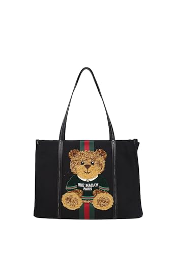 Shopping Bag Canvas Black JELLYSTONESHOPPING grand sac de cours en toile noire TU
