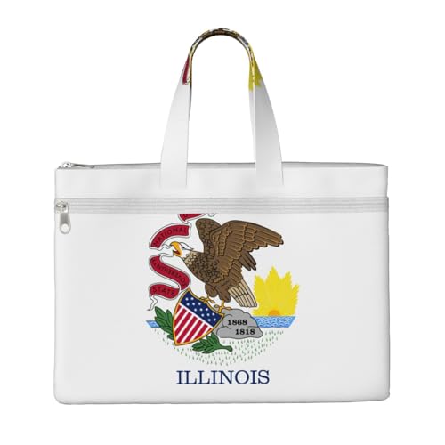 Illinois State Flag Canvas Document Bag Briefcase For Professionals And Executives