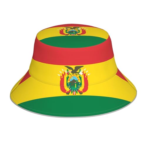 PHAYAH Chapeau bob imprimé drapeau de la Bolivie chapeau de soleil réfléchissant été plage voyage unisexe protection UV casquette de pêcheur décontracté noir