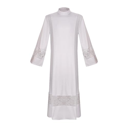 Bata de jacquard eclesiástica blanca para vestimenta litúrgica formal 7