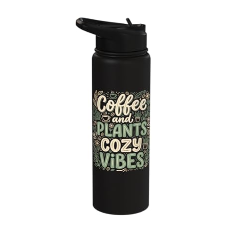 Coffee and Plants Cozy Vibes Plant Lover Stainless Steel Insulated Water Bottle