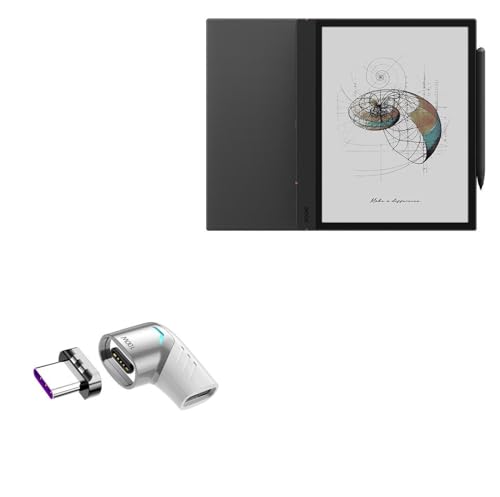 BoxWave Adapter Compatible with Boox Note Air 4 C - MagnetoSnap PD Angle Adapter, Magnetic Charging Connector Device Saver - Metallic Silver