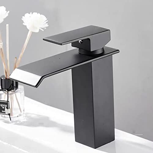 Robinet cascade noir mitigeur eau chaude et froide en acier inoxydable