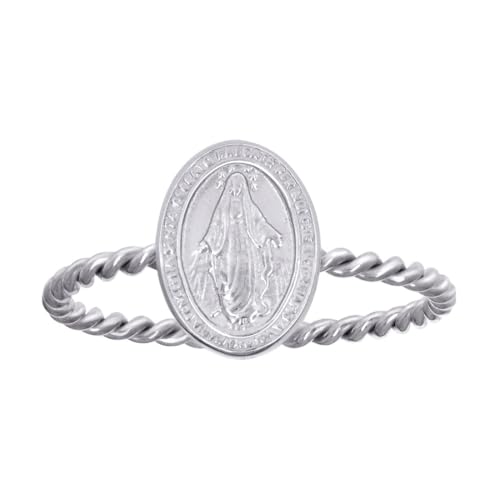 Bague médaille miraculeuse argent 925 cadeau de baptême et communion taille 7
