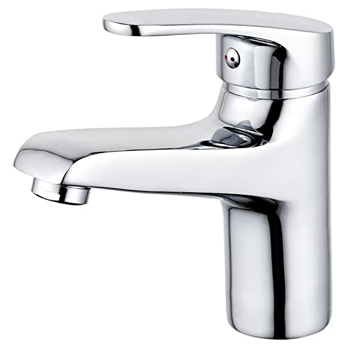 Robinet de lavabo en laiton massif chrome brillant style contemporain épuré