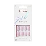 KISS Gel Fantasy, Press On Nails, Nail glue included, 'Pure Love', Pink, Short Size, Almond Shape, Includes 28 Nails, 2G Glue, 1 Manicure Stick, 1 Mini File