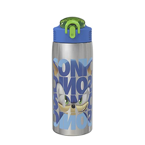 Zak Designs Sonic the Hedgehog Water Bottle for Travel and At Home, 19 oz Vacuum Insulated Stainless...