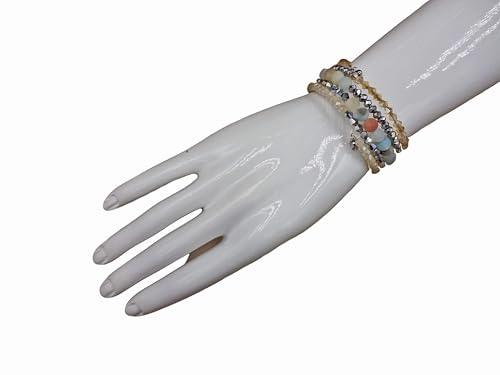 Image of MGR MY GEMS ROCK! Beaded Multi Strand Multi Color Crystal Memory Wire Bracelet, Multi Strand Wrap Bracelet or Stacked Bracelet crystal