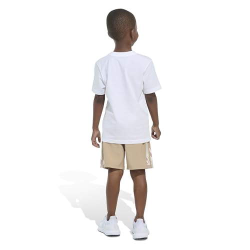 Image of adidas Boys' Short Sleeve Cotton Tee Shirt and Camo 3-stripe Woven Short Set