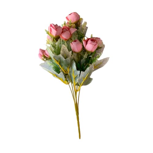 Image of Art Street Artificial Pink Rose Flowers Bunch for Home Decor Bedroom, Living Room, Restaurant Centerpieces| New Year, Christmas| Set of 2, 14 Head (13 Inch) Small, Without Vase