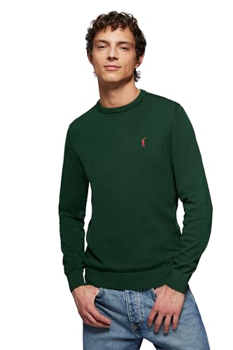 Polo Club Maglione Uomo Basico Verde Bottiglia 100% Cotone -