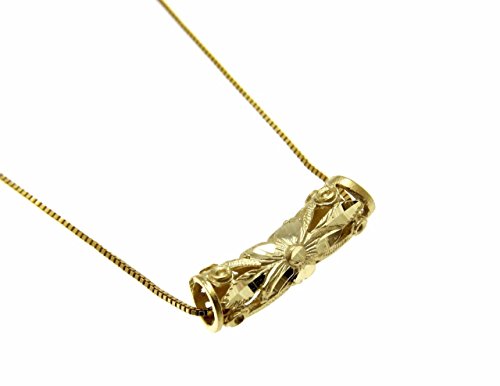 Arthur's Jewelry 14k Solid yellow gold Hawaiian diamond cut scroll horizontal barrel pendant3