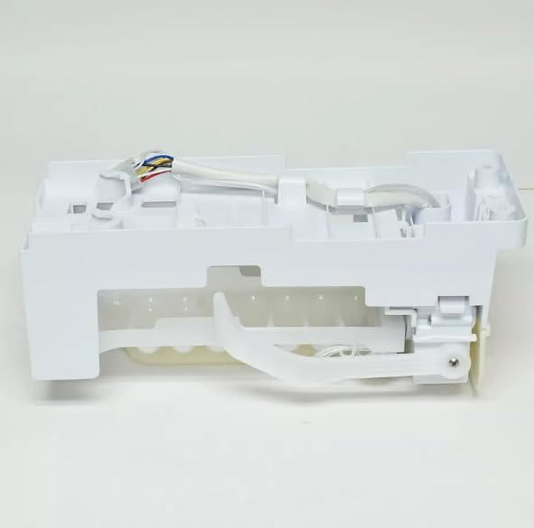Generic Refrigerator Ice Maker Assembly, side view with wiring